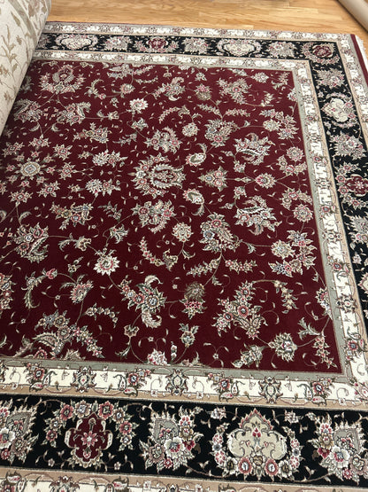 Indian Kashan Rug, 8'9" x 11'9", in beige, black, burgundy and ivory - photo 3