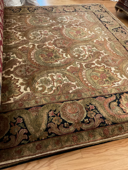 Indian Agra Jaipur Rug, 8'3" x 10', in black, green, ivory and rose - photo 2