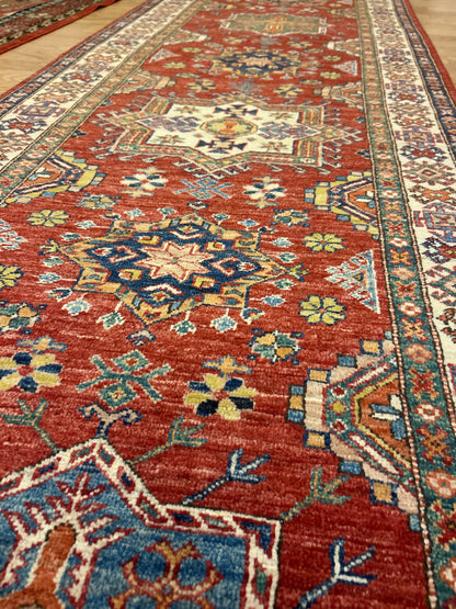 Pakistani Kazak Runner, 3'2" x 19'6", in blue, ivory, navy and red - photo 4