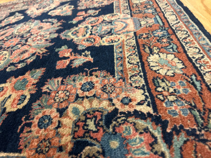 Antique Persian Gazvin Rug, 3'6" x 3'7", in navy, rust, salmon and teal - photo 6