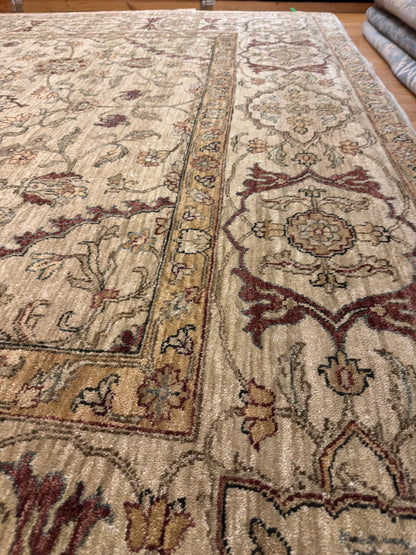 Indian Peshawar Rug, 8' x 9'9", in beige, burgundy and tan - photo 4
