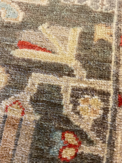 Afghan Karajh Runner, 2'6" x 6', in baby blue, beige, charcoal and red - photo 4