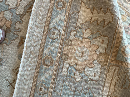 Turkish Oushak Rug, 10'7" x 13'7", in baby blue, beige, slate and tan - photo 4