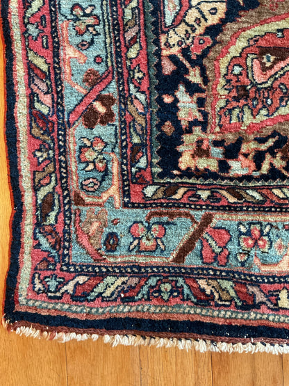 Antique Persian Bidjar Rug, 4'7" x 6'2", in baby blue, ivory, navy and red - photo 3