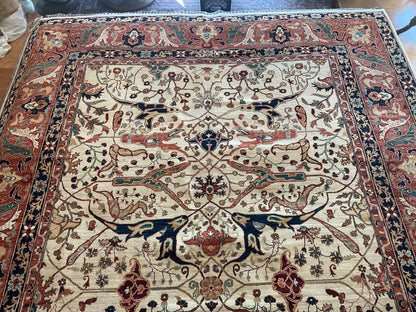 Afghan Bidjar Rug, 9'10" x 13'9", in green, ivory, navy and rust - photo 3