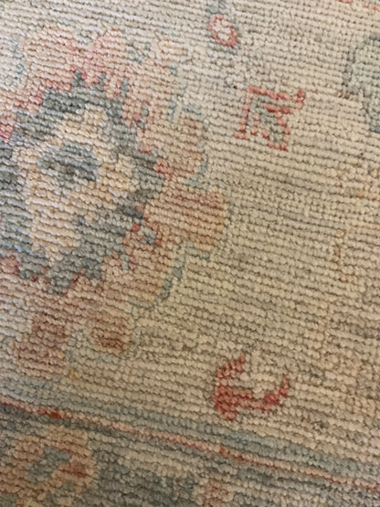 Afghan Oushak Runner, 2'4" x 7'8", in beige, grey, ivory and salmon - photo 4