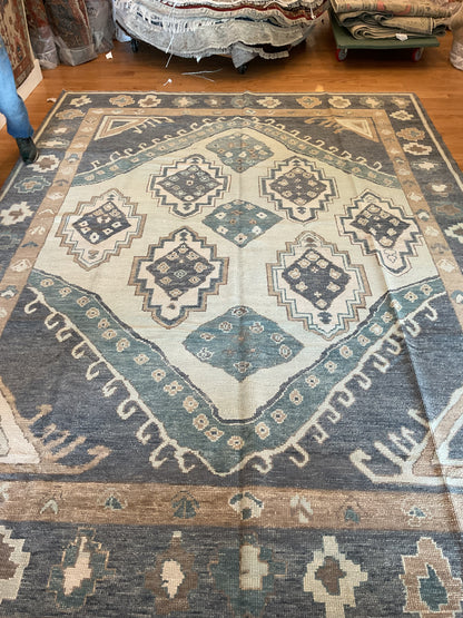 Turkish Oushak Rug, 9'1" x 12'5", in camel, ivory and navy - photo 4