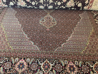 Sino Tabriz Rug with Silk, 10' x 14', in black, ivory, pink and plum - photo 2