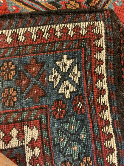 Antique Turkish Kurdish Rug, 3'9" x 6'2", in blue, brown, ivory and red - photo 2
