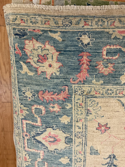 Afghan Oushak Rug, 8'3" x 9'5", in beige, salmon and teal - photo 2