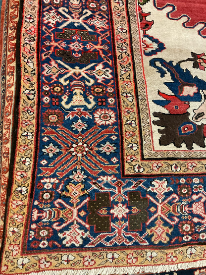 Antique Persian Mohal Rug, 8'11" x 11'3", in blue and red - photo 3