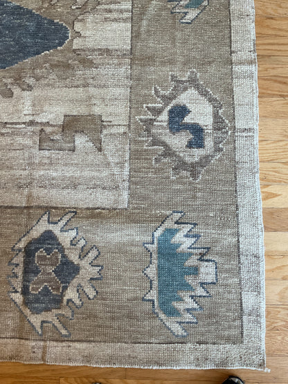 Turkish Oushak Rug, 9'11" x 14', in beige, brown and navy - photo 3