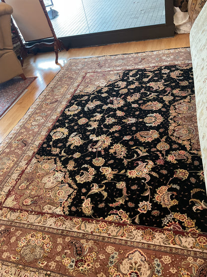 Sino Tabriz Rug with Silk, 9'10" x 14'1", in beige, black, brown and gold - photo 2