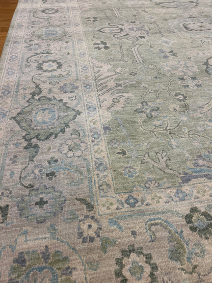 Pakistani Oushak Rug, 8' x 9'9", in green, grey and ivory - photo 5