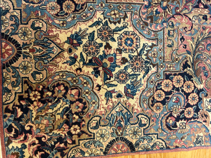 Antique Persian Lavar Kerman Rug, 10'6" x 18'6", in beige, blue, navy and pink - photo 4