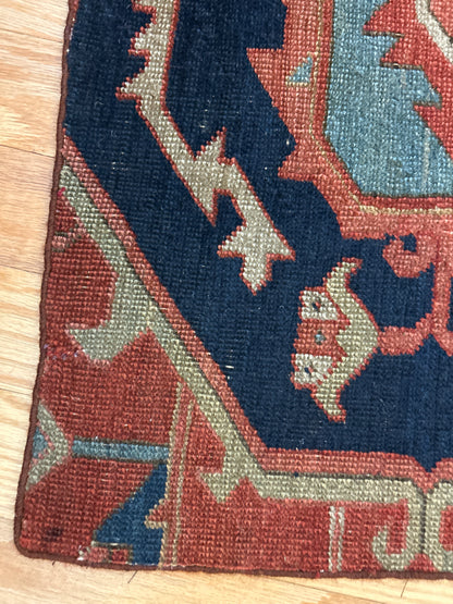 Antique Persian Serapi Runner, 1'10" x 10'4", in brick, khaki, navy and red - photo 2