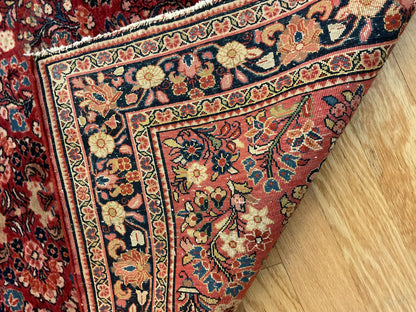 Antique Persian Sarouk Rug, 3'3" x 4'8", in ivory, navy, red and salmon - photo 3