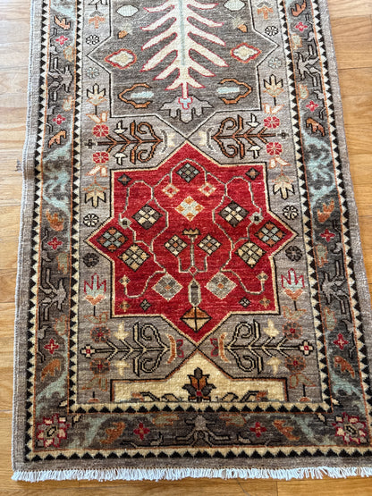 Afghan Peshawar Runner, 2'6" x 5'9", in brown, grey, ivory and orange - photo 2
