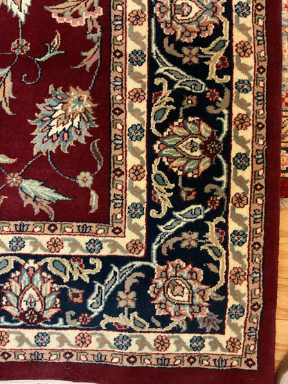 Indian Kashan Rug, 6' x 6', in burgundy, ivory and navy - photo 3