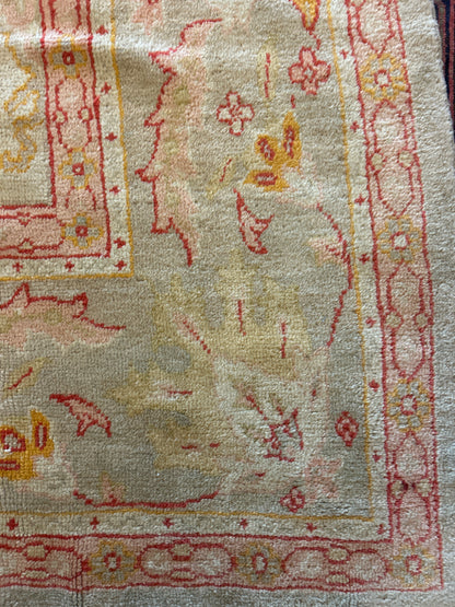 Antique Turkish Oushak Rug, 9'5" x 13', in gold, khaki and red - photo 2