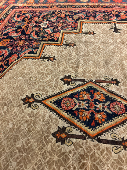 Antique Persian Malayer Rug, 11'9" x 15'5", in beige, navy, red and rust - photo 7