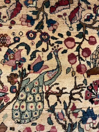 Antique Persian Tehran Rug, 9'10" x 13'5", in baby blue, gold, ivory and navy - photo 6