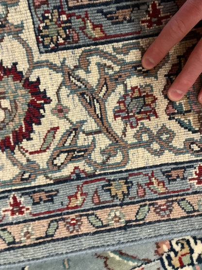 Indian Kashan Rug, 5'11" x 9'2", in baby blue, burgundy and ivory - photo 4