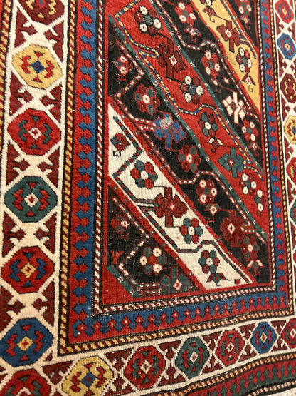 Antique Russian Kazak Runner, 2'11" x 7'10", in blue, ivory, navy and red - photo 6
