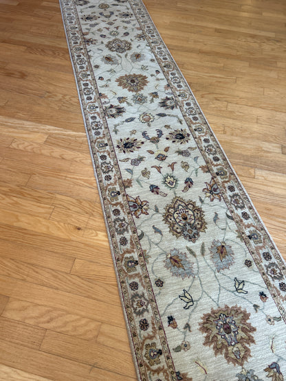 Indian Peshawar Runner, 2'6" x 16', in beige, brown and ivory - photo 2