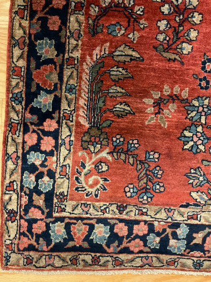 Antique Persian Sarouk Farahan Rug, 3'3" x 4'10", in baby blue, navy and red - photo 2