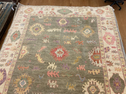 Afghan Oushak Rug, 8'1" x 9'10", in gold, ivory, olive and purple - photo 4