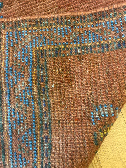 Turkish Oushak Rug, 2'9" x 5'8", in blue, cocoa, gold and rust - photo 4