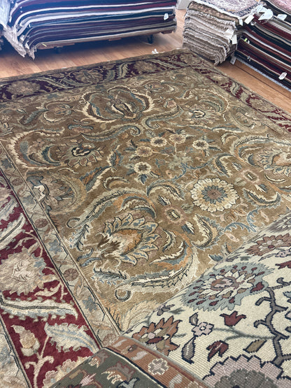 Indian Agra Jaipur Rug, 9'2" x 11'10", in burgundy, ivory and tan - photo 2