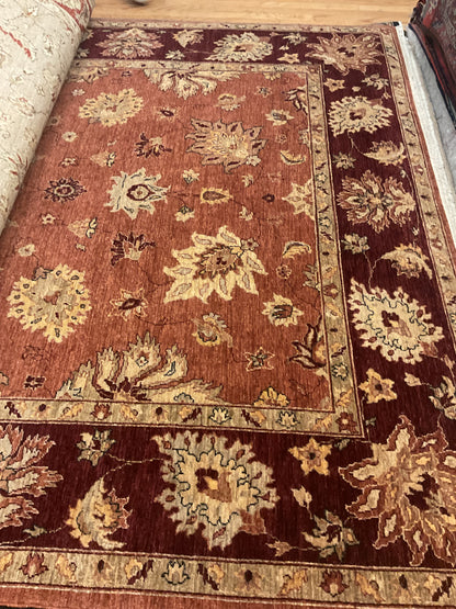 Pakistani Peshawar Rug, 8'10" x 11'8", in beige, burgundy and gold - photo 2