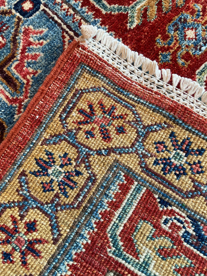Afghan Kazak Runner, 2'7" x 9'11", in blue, gold, navy and red - photo 4