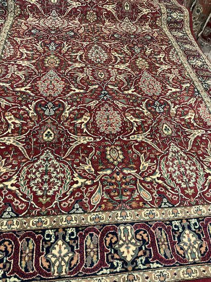 Indian Sharad Rug, 6' x 9', in burgundy, ivory and navy - photo 2