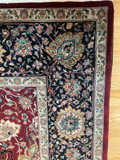 Indian Tabriz Rug, 10' x 14'5", in burgundy, green, ivory and navy - photo 3