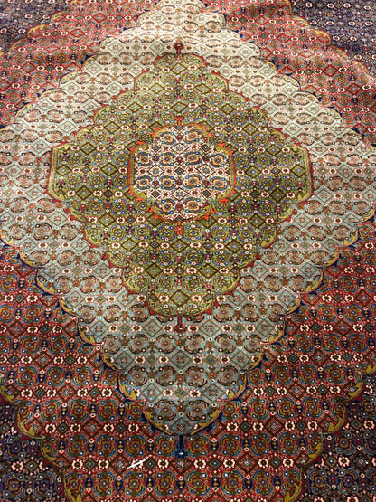 Persian Tabriz Rug with Silk, 13' x 19', in beige, brown, navy and rust - photo 5
