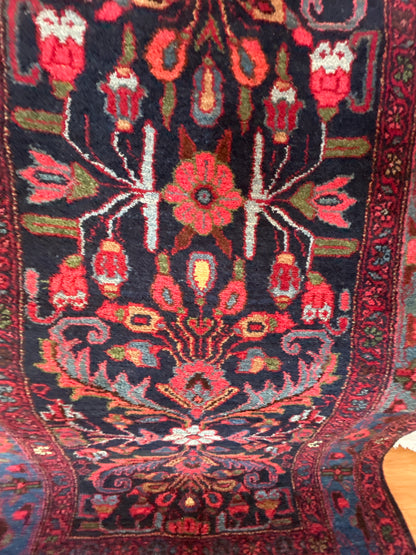 Antique Persian Mehraban Runner, 3' x 16'10", in navy, red and teal - photo 5