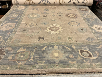 Afghan Oushak Rug, 8'1" x 9'9", in ivory, sea moss, slate and tan - photo 2