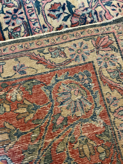 Antique Persian Sarouk Rug, 10'5" x 13'3", in beige, navy, pink and rust - photo 4