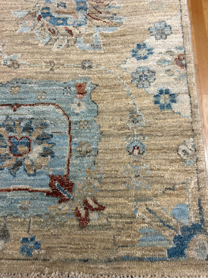 Indian Mohal Rug, 8' x 9'10", in baby blue, beige, blue and ivory - photo 2