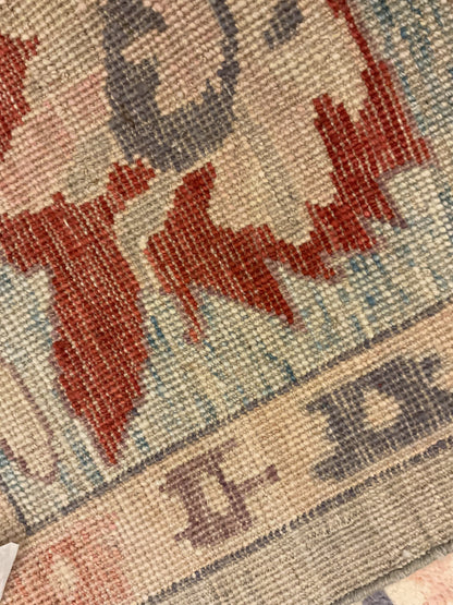 Afghan Oushak Rug, 8' x 10'1", in baby blue, grey, peach and red - photo 5