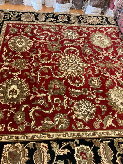 Indian Agra Jaipur Rug, 6' x 9', in beige, black, green and red - photo 4