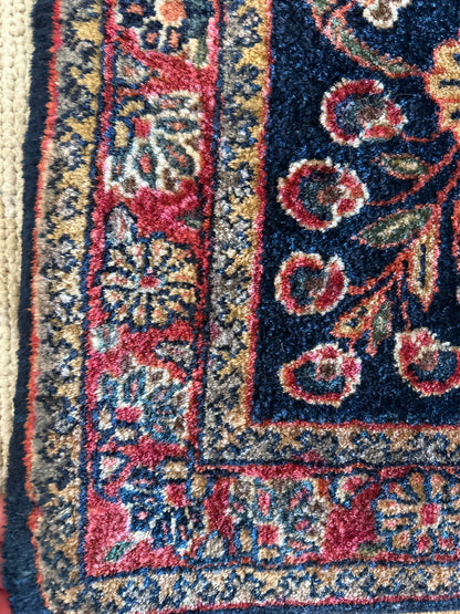Antique Persian Sarouk Mohjaran Rug, 2'1" x 4'3", in ivory, navy, pink and red - photo 2