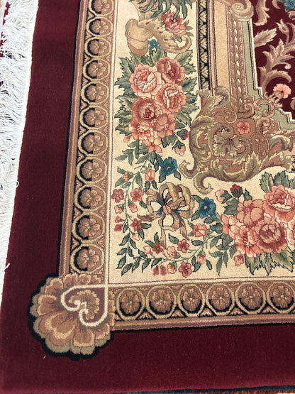 Sino Aubusson Rug, 9' x 12', in beige, burgundy, ivory and pink - photo 3