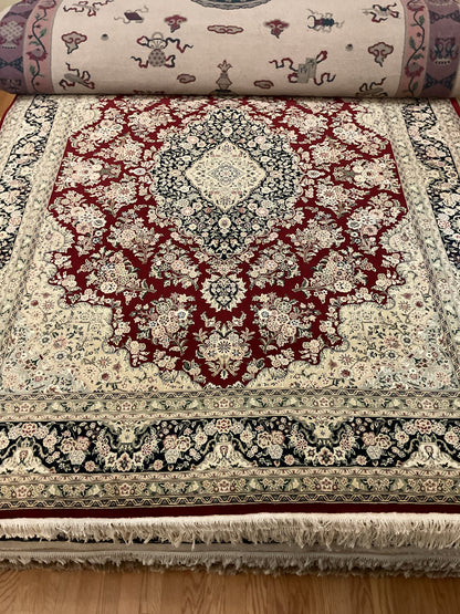 Sino Sarouk Rug, 8' x 10', in burgundy, ivory and navy