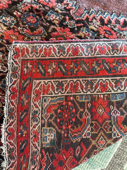Antique Persian Malayer Runner, 3'7" x 13'5", in blue, navy, red and rose - photo 3