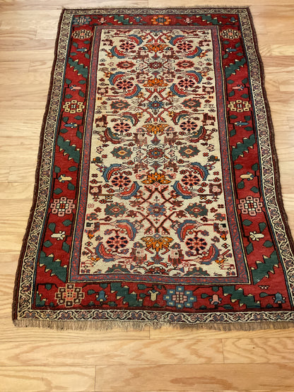 Antique Persian Kurdish Rug, 3'4" x 5'3", in blue, green, ivory and red - photo 4