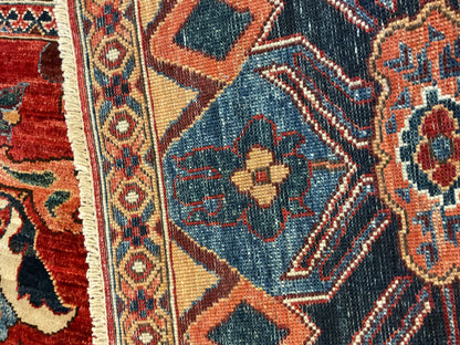 Afghan Zigler Rug, 9'1" x 11'7", in blue, ivory and red - photo 4